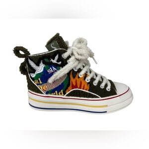 SIA Collective "Peace in the World" High Top Sneakers Womens 6 EU 37 Green